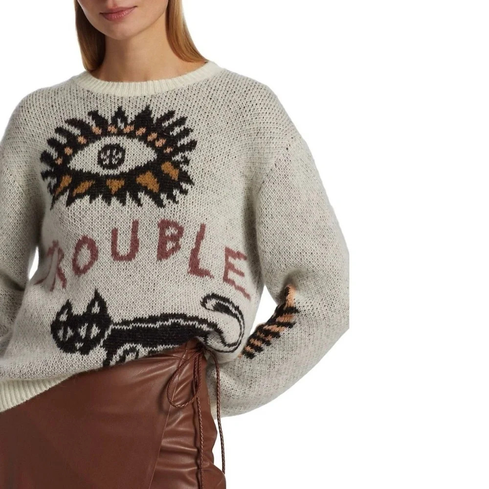 NWT - MOTHER The Jumper Printed Alpaca Crewneck Sweater - Picture 4 of 16